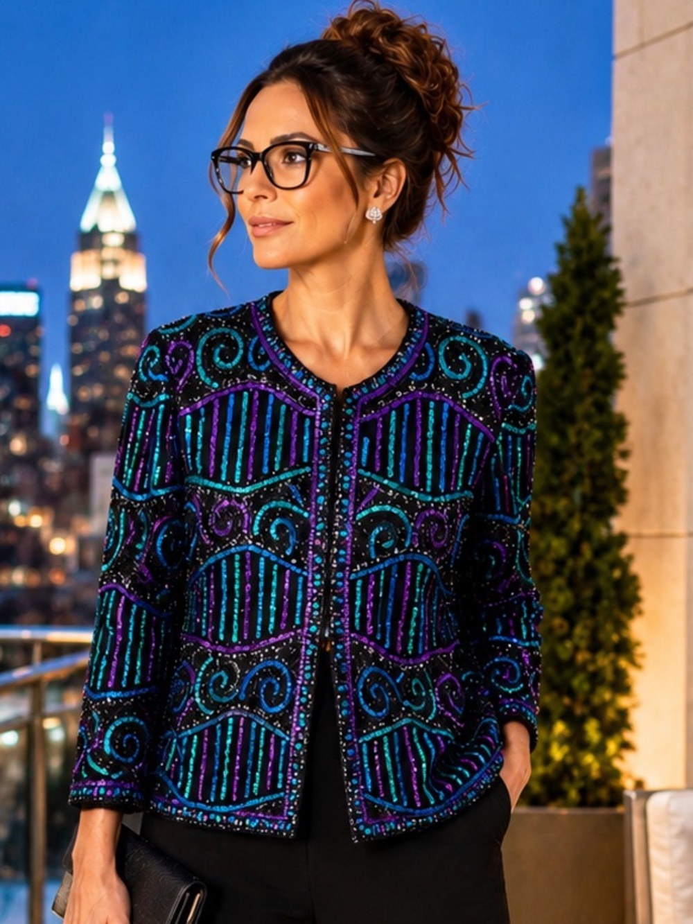 Vintage unique silk and sequins  beaded jacket